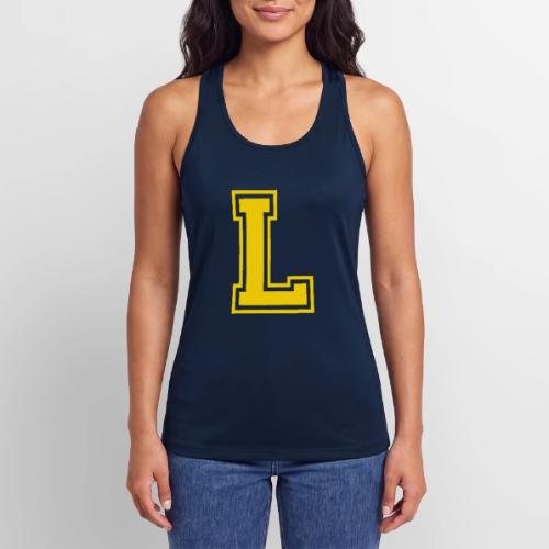 Letter L – Capital Athletic Alphabet Monogram - Women’s Performance Racerback Tank Top