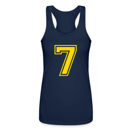 Number 7 in a classic athletic collegiate font - Women’s Performance Racerback Tank Top
