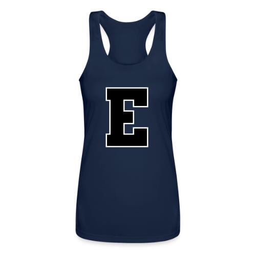 Varsity Letter E Collegiate Font Graphic - Women’s Performance Racerback Tank Top