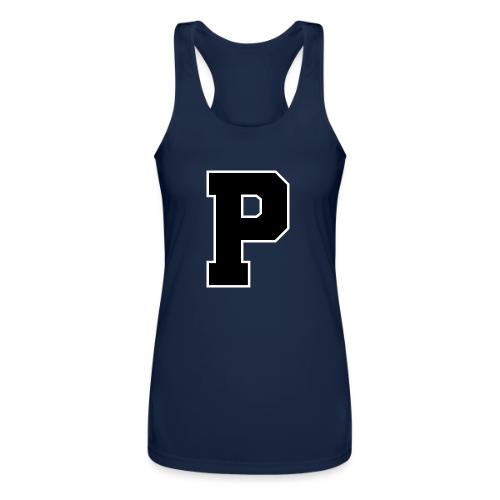 Varsity Letter P Athletic Alphabet Design - Women’s Performance Racerback Tank Top
