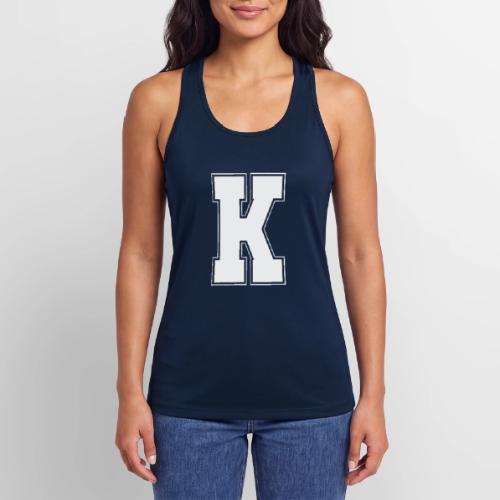 White Letter K – Varsity Alphabet Monogram - Women’s Performance Racerback Tank Top