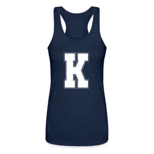White Letter K – Varsity Alphabet Monogram - Women’s Performance Racerback Tank Top