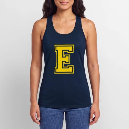 Letter E – Capital Athletic Alphabet Monogram - Women’s Performance Racerback Tank Top