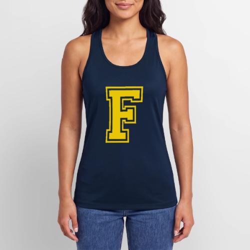 Letter F – Capital Athletic Alphabet Monogram - Women’s Performance Racerback Tank Top