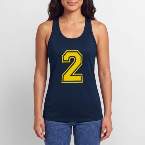 Number 2 in a classic athletic collegiate font - Women’s Performance Racerback Tank Top