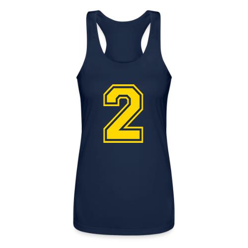 Number 2 in a classic athletic collegiate font - Women’s Performance Racerback Tank Top