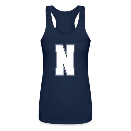 White Letter N – Varsity Alphabet Monogram - Women’s Performance Racerback Tank Top