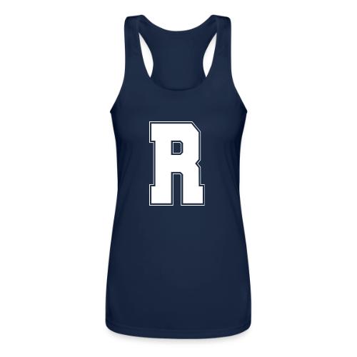 White Letter R – Varsity Alphabet Monogram - Women’s Performance Racerback Tank Top