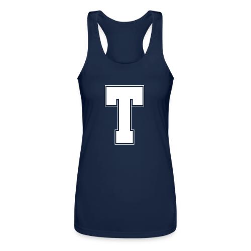 White Letter T – Varsity Alphabet Monogram - Women’s Performance Racerback Tank Top