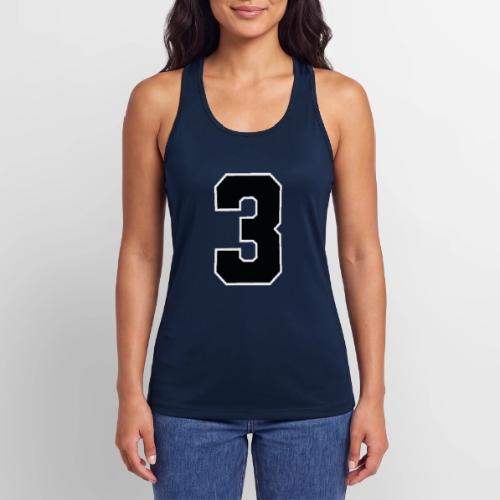 Varsity Number 3 Athletic Font - Women’s Performance Racerback Tank Top
