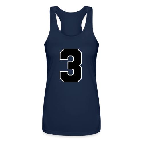Varsity Number 3 Athletic Font - Women’s Performance Racerback Tank Top