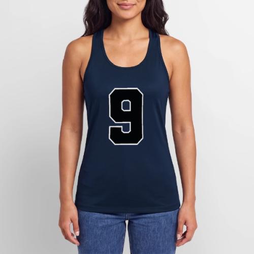 Varsity Number 9 Athletic Font - Women’s Performance Racerback Tank Top
