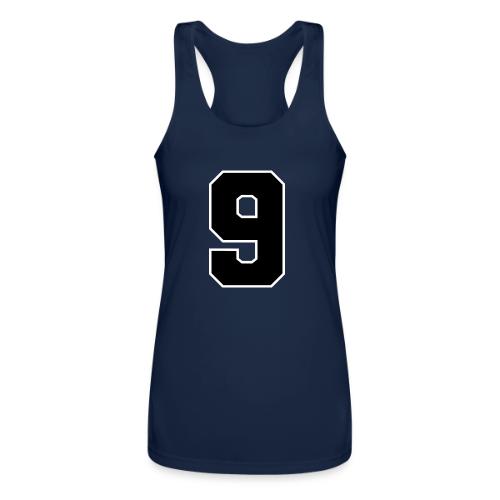 Varsity Number 9 Athletic Font - Women’s Performance Racerback Tank Top