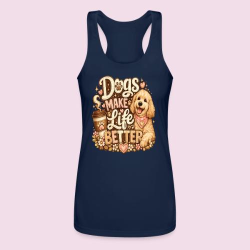 Dogs Make Life Better | Faux Embroidery Style - Women’s Performance Racerback Tank Top