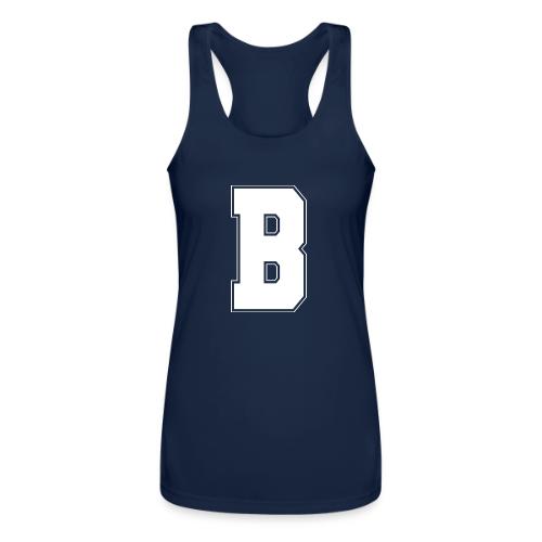 White Letter B – Varsity Alphabet Monogram - Women’s Performance Racerback Tank Top