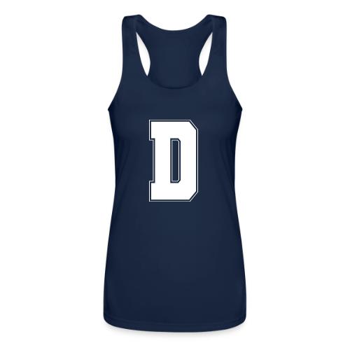 White Letter D – Varsity Alphabet Monogram - Women’s Performance Racerback Tank Top