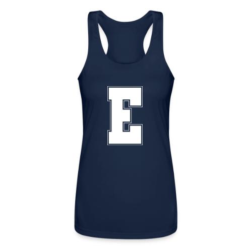 White Letter E – Varsity Alphabet Monogram - Women’s Performance Racerback Tank Top