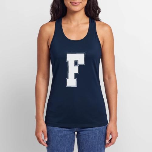 White Letter F – Varsity Alphabet Monogram - Women’s Performance Racerback Tank Top