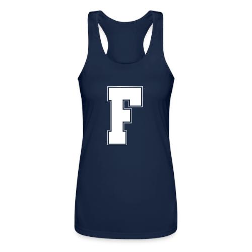 White Letter F – Varsity Alphabet Monogram - Women’s Performance Racerback Tank Top
