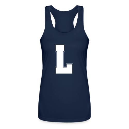 White Letter L – Varsity Alphabet Monogram - Women’s Performance Racerback Tank Top