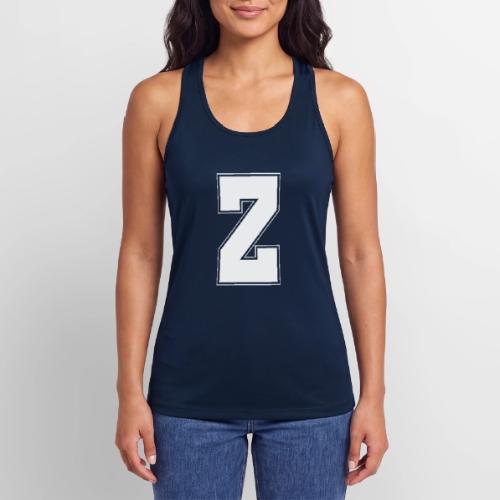 White Letter Z – Varsity Alphabet Monogram - Women’s Performance Racerback Tank Top