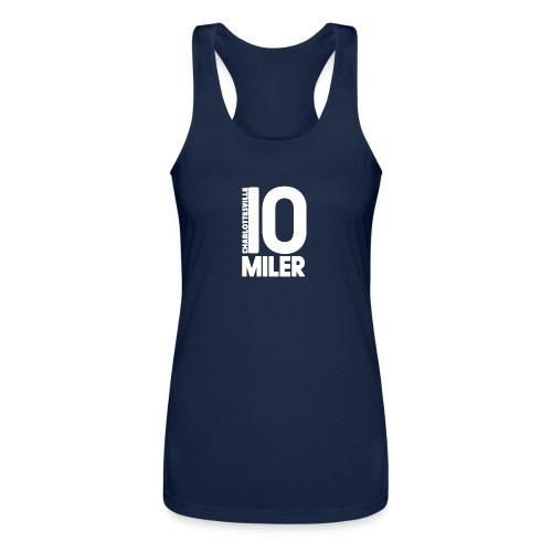 Charlottesville 10 Miler (white) - Women’s Performance Racerback Tank Top