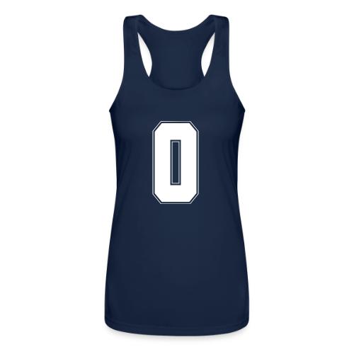White Number 0 – Varsity Font - Women’s Performance Racerback Tank Top