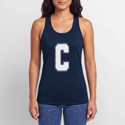 White Letter C – Varsity Alphabet Monogram - Women’s Performance Racerback Tank Top