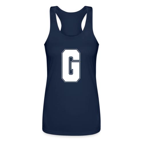 White Letter G – Varsity Alphabet Monogram - Women’s Performance Racerback Tank Top