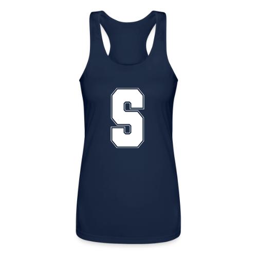 White Letter S – Varsity Alphabet Monogram - Women’s Performance Racerback Tank Top