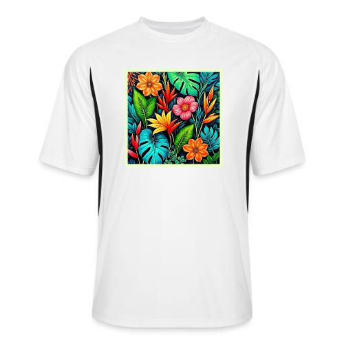 Vibrant Tropical Jungle Bloom Art - Men’s Cooling Performance Color Blocked Jersey