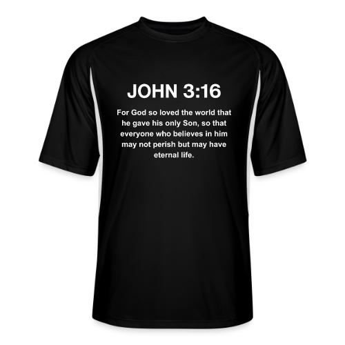 John 3:16 Christian Apparel – White - Men’s Cooling Performance Color Blocked Jersey