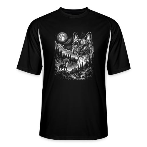 Vintage French Bulldog Moon Howling Tee - Men’s Cooling Performance Color Blocked Jersey