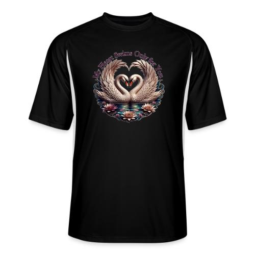 My Heart Swims Only for You Swan Heart T-Shirt - Men’s Cooling Performance Color Blocked Jersey