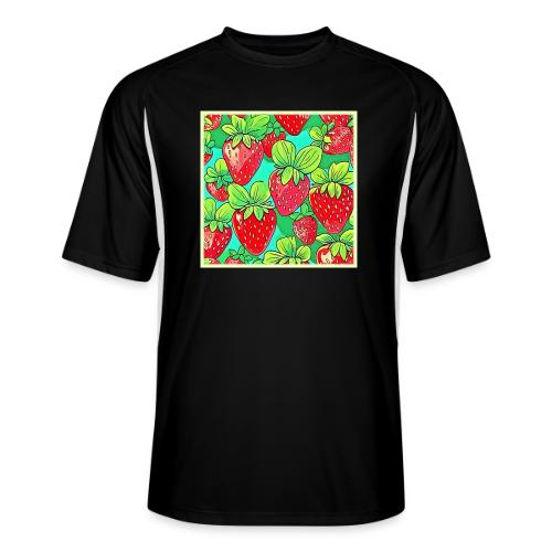 Strawberry Pop Art Pattern - Men’s Cooling Performance Color Blocked Jersey