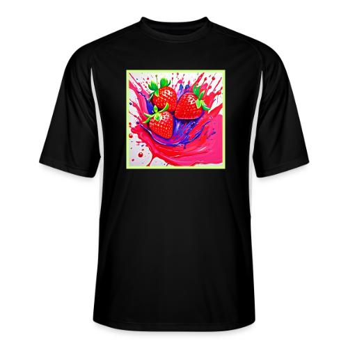Vibrant Strawberry Splash - Men’s Cooling Performance Color Blocked Jersey