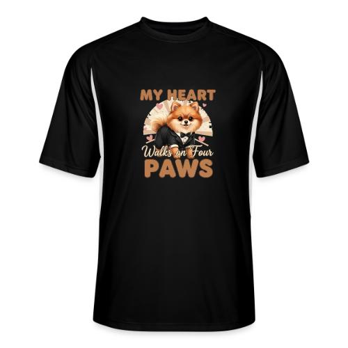 My Heart Walks on Four Paws – Pomeranian tee - Men’s Cooling Performance Color Blocked Jersey
