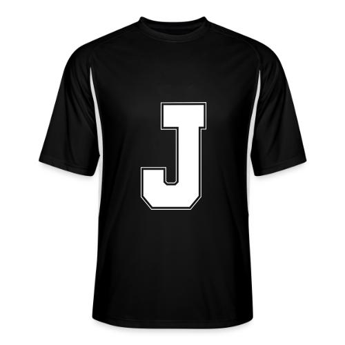 White Letter J – Varsity Alphabet Monogram - Men’s Cooling Performance Color Blocked Jersey