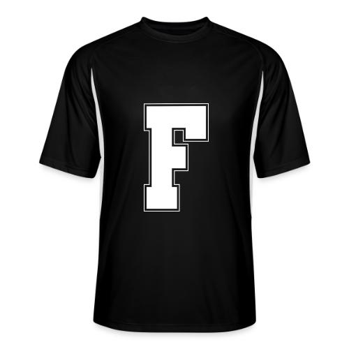 White Letter F – Varsity Alphabet Monogram - Men’s Cooling Performance Color Blocked Jersey