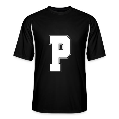 White Letter P – Varsity Alphabet Monogram - Men’s Cooling Performance Color Blocked Jersey
