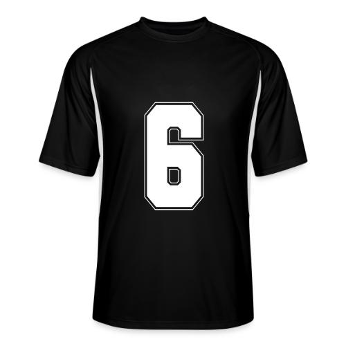 White Number 6 – Varsity Font - Men’s Cooling Performance Color Blocked Jersey