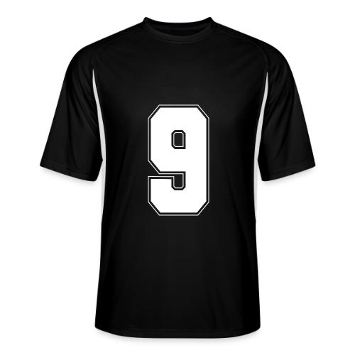 White Number 9 – Varsity Font - Men’s Cooling Performance Color Blocked Jersey