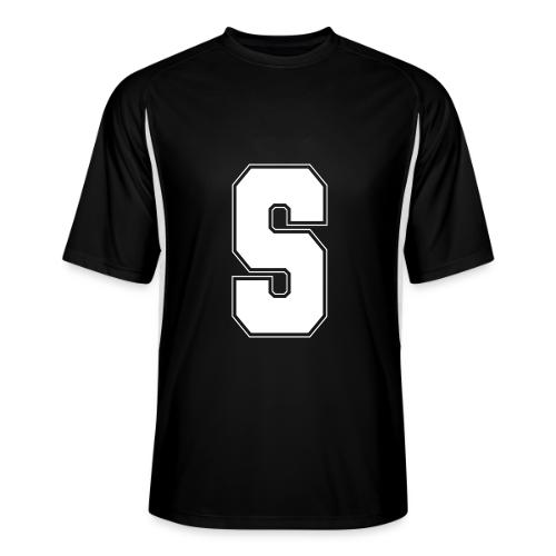 White Letter S – Varsity Alphabet Monogram - Men’s Cooling Performance Color Blocked Jersey