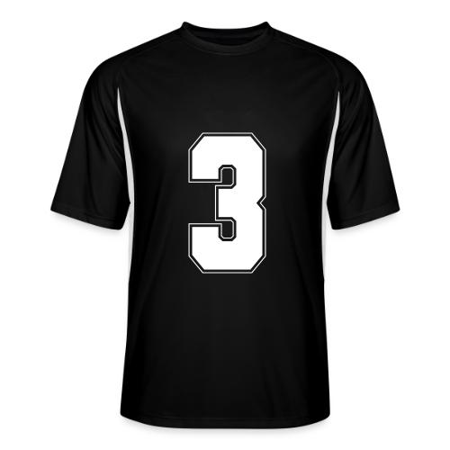 White Number 3 – Varsity Font - Men’s Cooling Performance Color Blocked Jersey