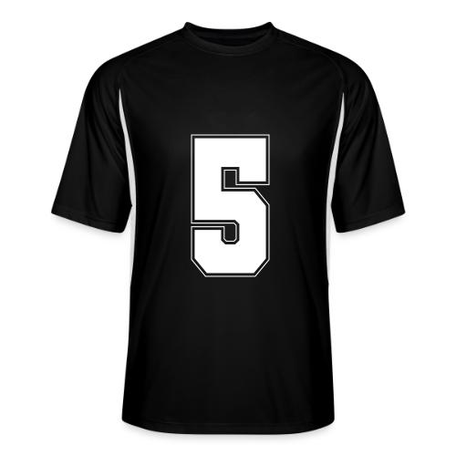 White Number 5 – Varsity Font - Men’s Cooling Performance Color Blocked Jersey