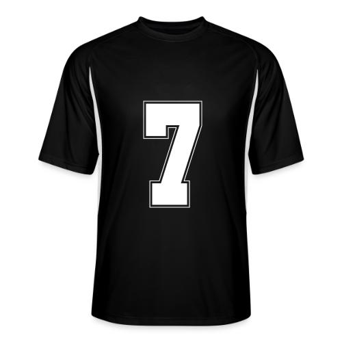 White Number 7 – Varsity Font - Men’s Cooling Performance Color Blocked Jersey