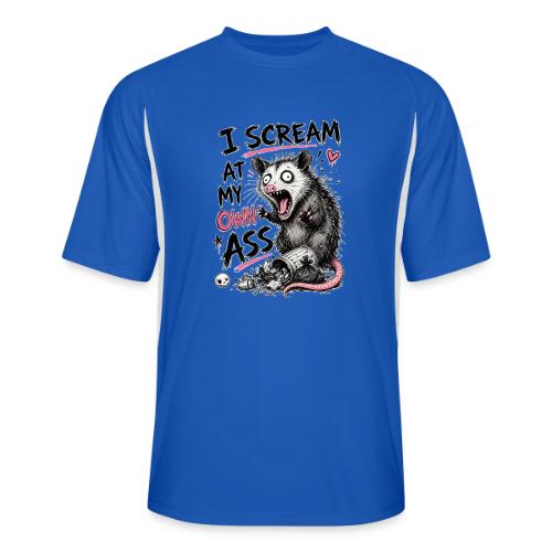 Funny Opossum Screaming Graphic Tee - Men’s Cooling Performance Color Blocked Jersey