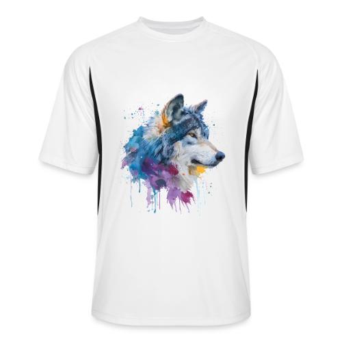 Splash-Art Wolf Head - Men’s Cooling Performance Color Blocked Jersey