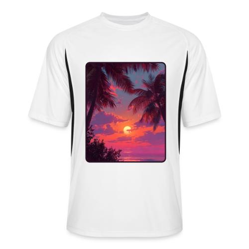 Tropical Sunset Palm Silhouette Design - Men’s Cooling Performance Color Blocked Jersey