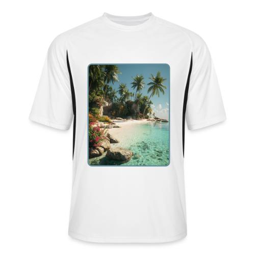 Serene Tropical Beach Floral Design - Men’s Cooling Performance Color Blocked Jersey
